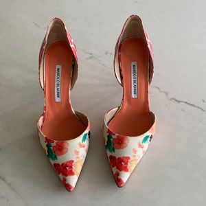Manolo Blahnik Floral D’Orsay Heels